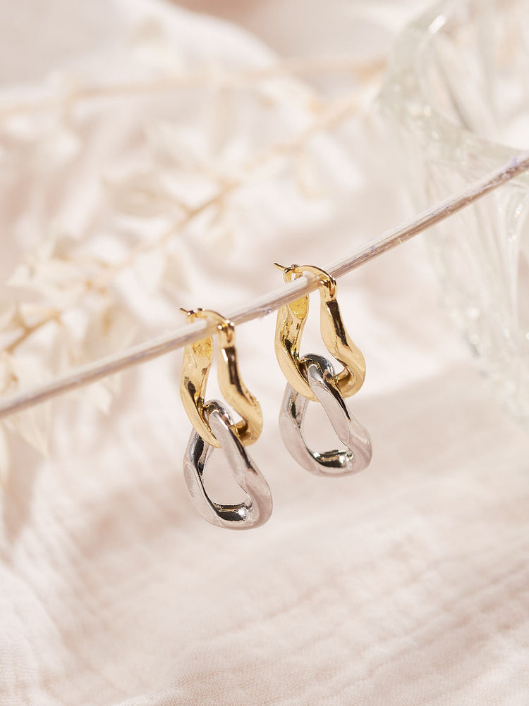 Mixed Metal Chain Hoops
