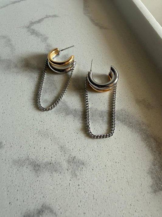 Two Tone Chain Hoops