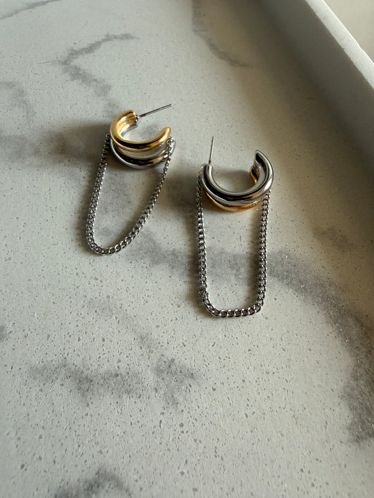Two Tone Chain Hoops