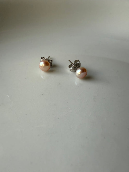 Tiny Pink Pearl Studs