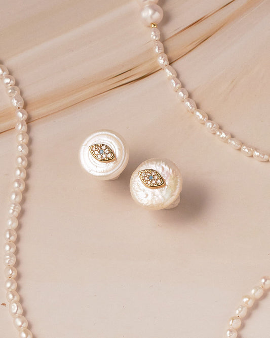 Pearly Evil Eye Studs