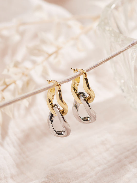 Mixed Metal Chain Hoops